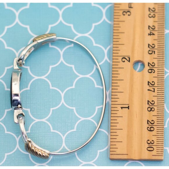 Vintage Abalone Art Deco Oval Eye Hinged Bangle 6 inch by Avon - R9 - Picture 3 of 3